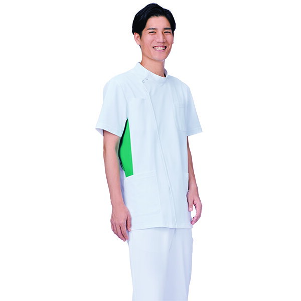 メディカル ジャケット 057-21 ケーシー メンズ 半袖 制菌 制電 吸汗 防汚 白衣 診察衣 医療 横掛 看護..