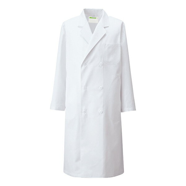 ドクターコート 115-70 メンズ ダブル 長袖 制菌 吸汗 防汚 白衣 医師 診察衣 医療 クリニック 病院 メディカル KAZEN MEDICAL
