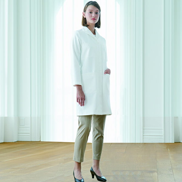 渡辺雪三郎 ドクターコート YW25 レディース シングル 長袖 制菌 制電 吸汗 白衣 診察衣 医療 KAZEN MEDICAL