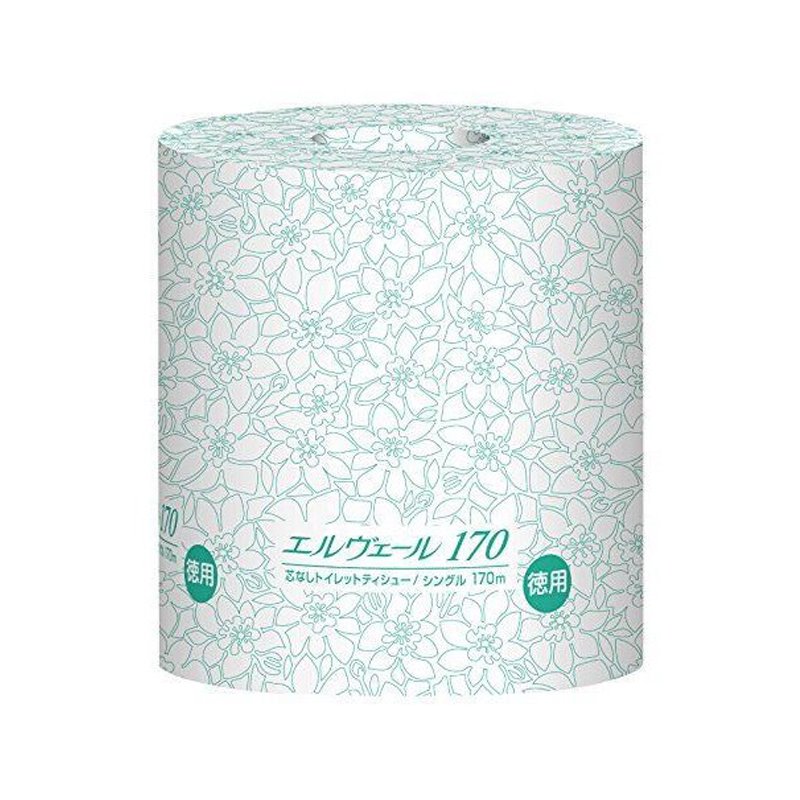 エルヴェール トイレットティシュー シングル個別包装 48ロール トイレットペーパー 芯なし