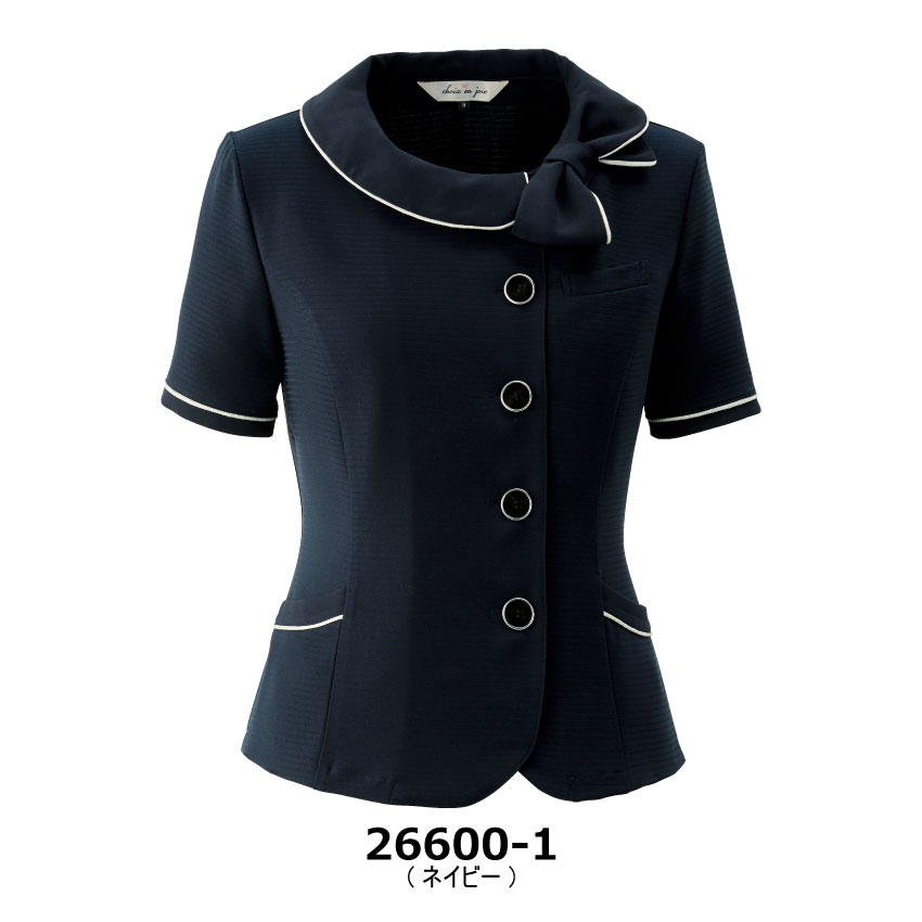 アンジョア オーバーブラウス 26600 レディース 春夏 紺 グレー 5号-15号 事務服 制服 可愛い