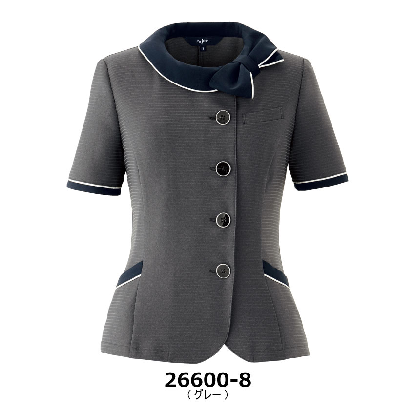 アンジョア オーバーブラウス 26600 レディース 春夏 紺 グレー 5号-15号 事務服 制服 可愛い