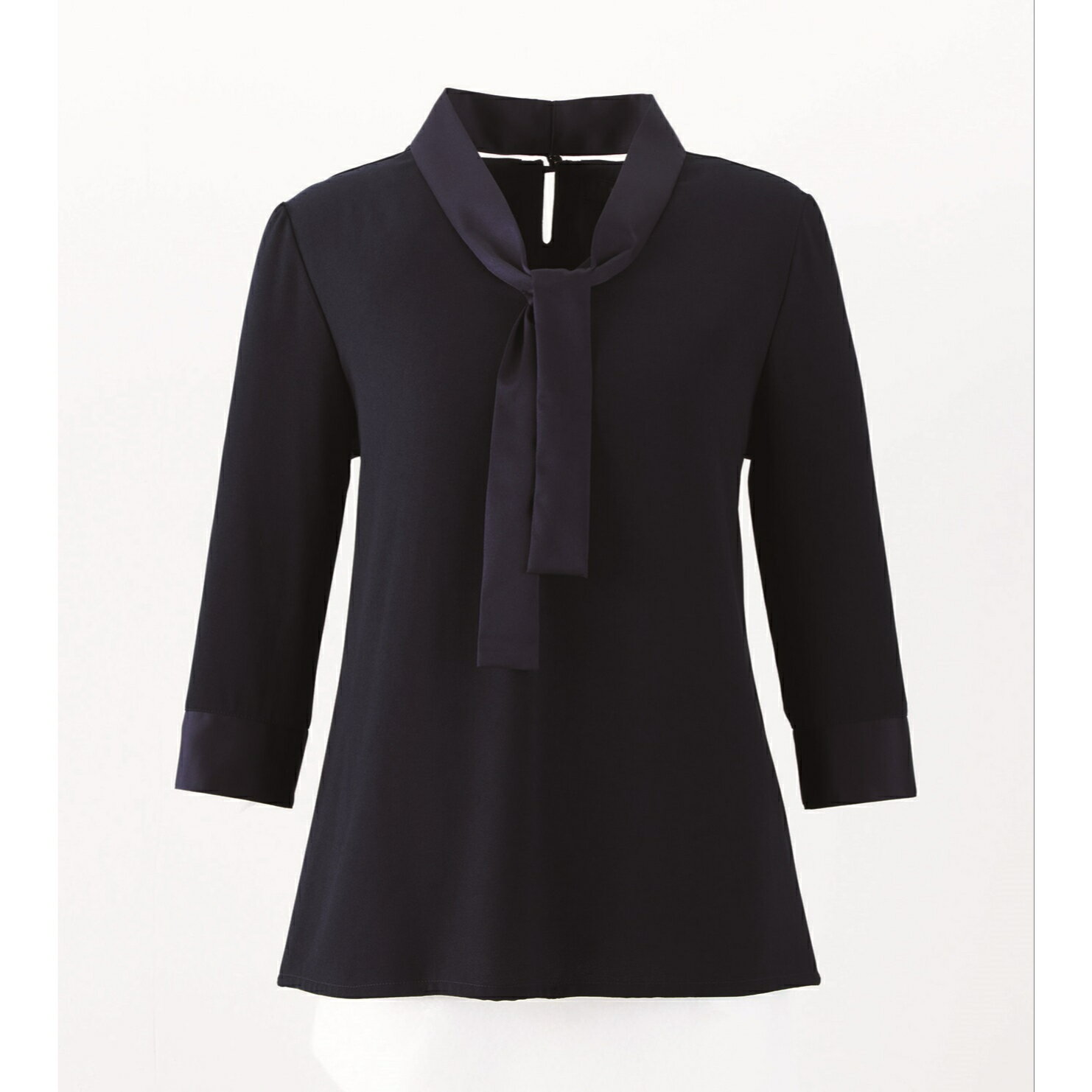 アンジョア プルオーバートップス ブラウス 42000 レディース 春夏 紺 アイボリー 事務服 制服 可愛い