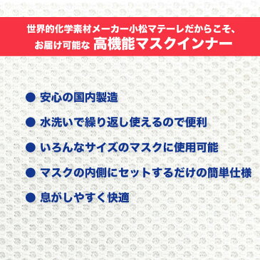 【送料無料】日本製 小松マテーレ製 マスク フィルター 5枚入り 在庫あり 洗って使える ウイルス対策 内側シート 花粉症 布マスク 取替えシート 入荷 国産