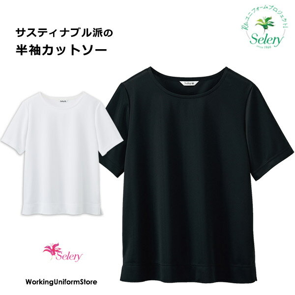 Rakuten - 事務服接客制服 半袖カットソー S-37280 37288 エコロジカルニット セロリー