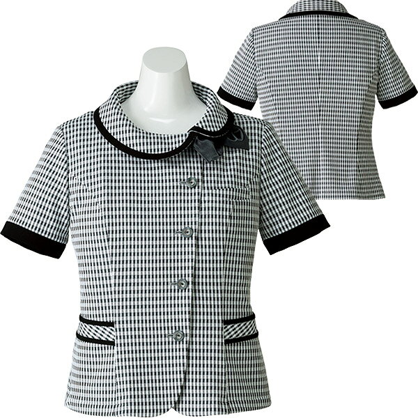事務服 半袖 オーバーブラウス AJ0836 トリアセチェックニット ボンマックス uniform-store-10010783 ワーキングユニフォームストア サンプル画像2