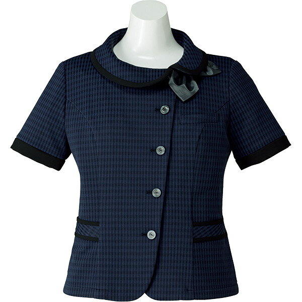 事務服 半袖 オーバーブラウス AJ0836 トリアセチェックニット ボンマックス uniform-store-10010783 ワーキングユニフォームストア サンプル画像3