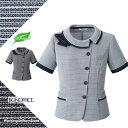 【エコ素材】事務服 オーバーブラウス AJ0849 ボンオフィス セレストボーダー