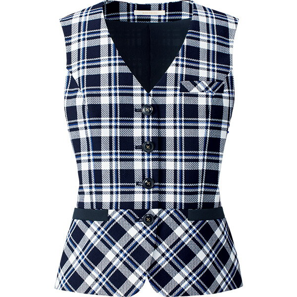 【抗菌防臭ポリジン】事務服 春夏ベスト BCV1704 マリンチェック ボンオフィス