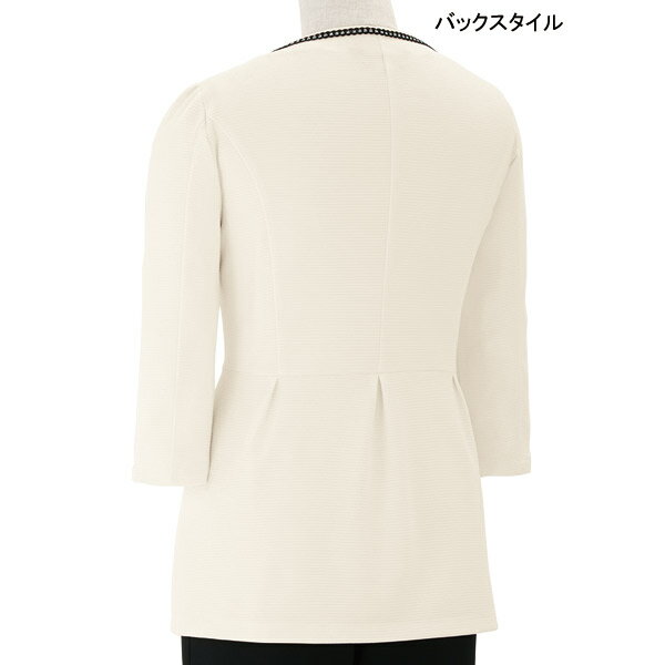 受付制服 アンジョア 七分袖ソフトジャケット 26555 リップルニット【防汚】