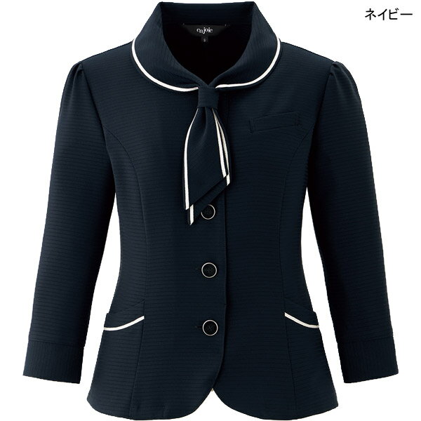 アンジョア 七分袖オーバーブラウス 26609 シャドーボーダー 事務服 接触冷感