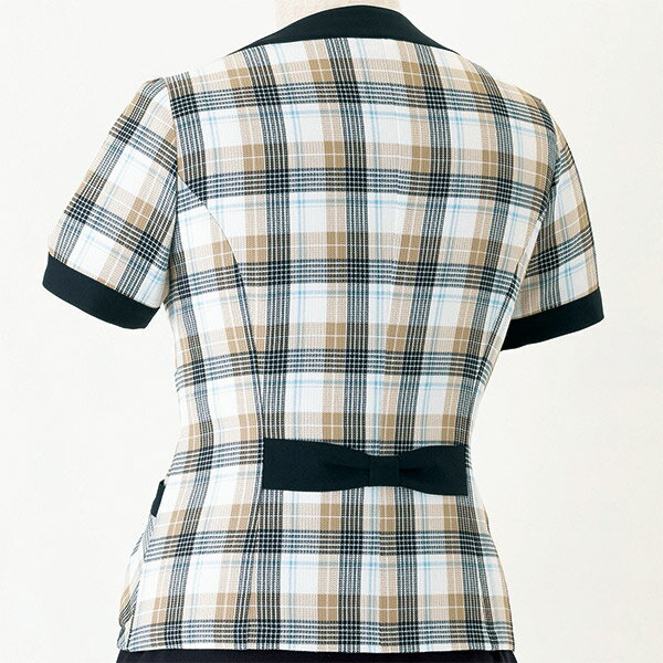 事務服 春夏 オーバーブラウス 26660 ワッフルチェック アンジョア