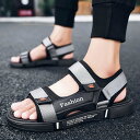 ビーチサンダル メンズ 軽量 ダブルストラップ マジックテープ サンダル スポーツサンダル 夏 釣り 自転車 コンフォート 摩擦に強い ソフトボトム