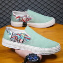 コーデュロイ スリップオン 切り替え 幾何学模様 ジュート巻き スリッポン エスパドリーユ 春夏秋靴 メンズ フラットシューズ 軽量 防臭 2way 瞬足 自転車 滑り止め 通学用