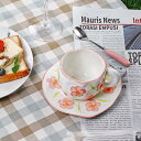 ヴィンテージ風 花柄 コーヒーカップ&ソーサー 1客セット 来客用 家庭用 ティーカップ マグカップ デザート 牛乳 お茶 パーティー(3)