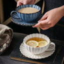レトロ 菊柄 セラミック ティーセット カップ&ソーサー&匙 1客セット 和風 北欧風 来客用 家庭用 パーティー用 お茶 コーヒー 牛乳 デザート ウォーター...