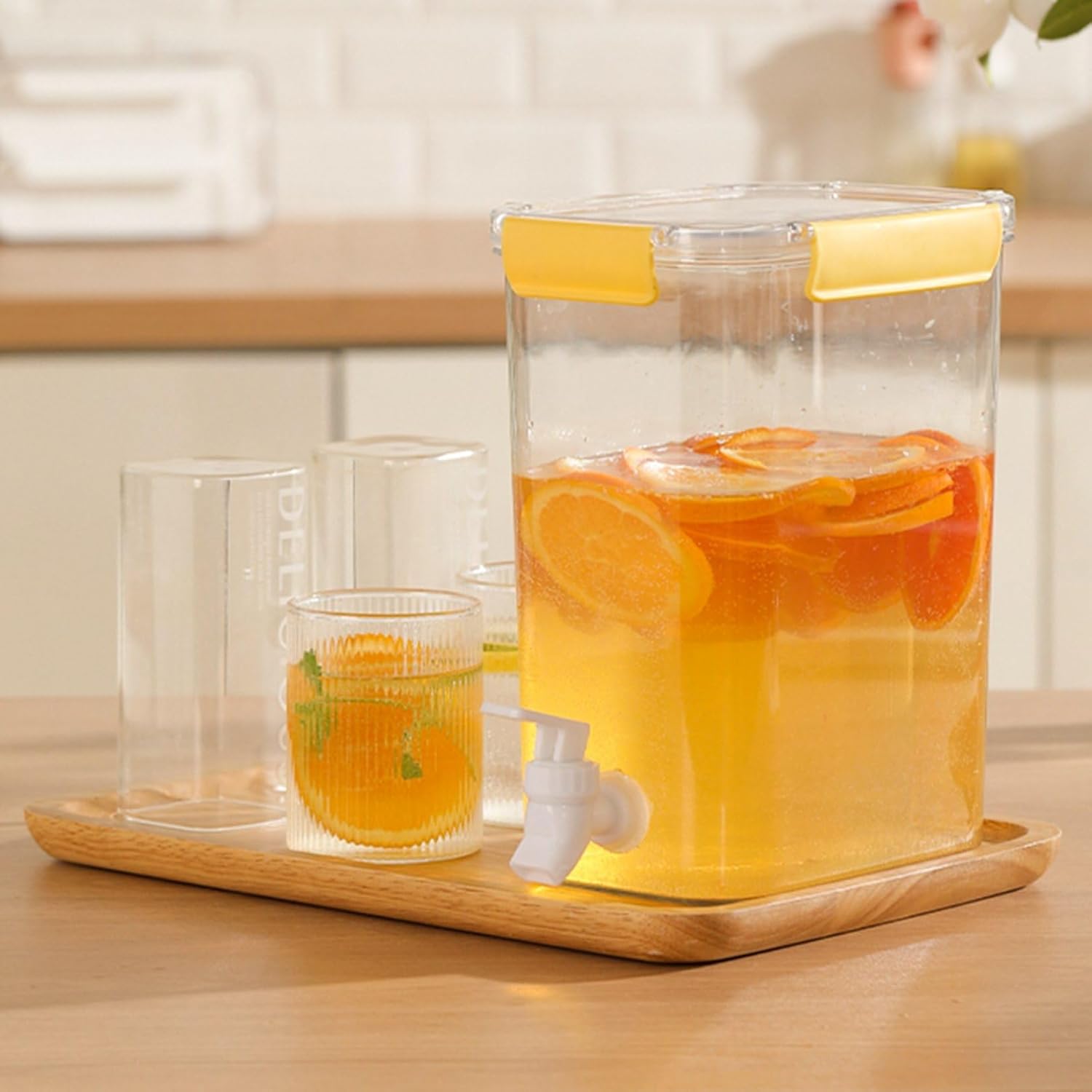 大容量 冷水筒 麦茶ポット ピッチャー 冷蔵庫ポット 透明 蛇口付き フィルター付き フルーツウォーター 果実酒 お茶 4L 3.5L 4.5L 5.3L