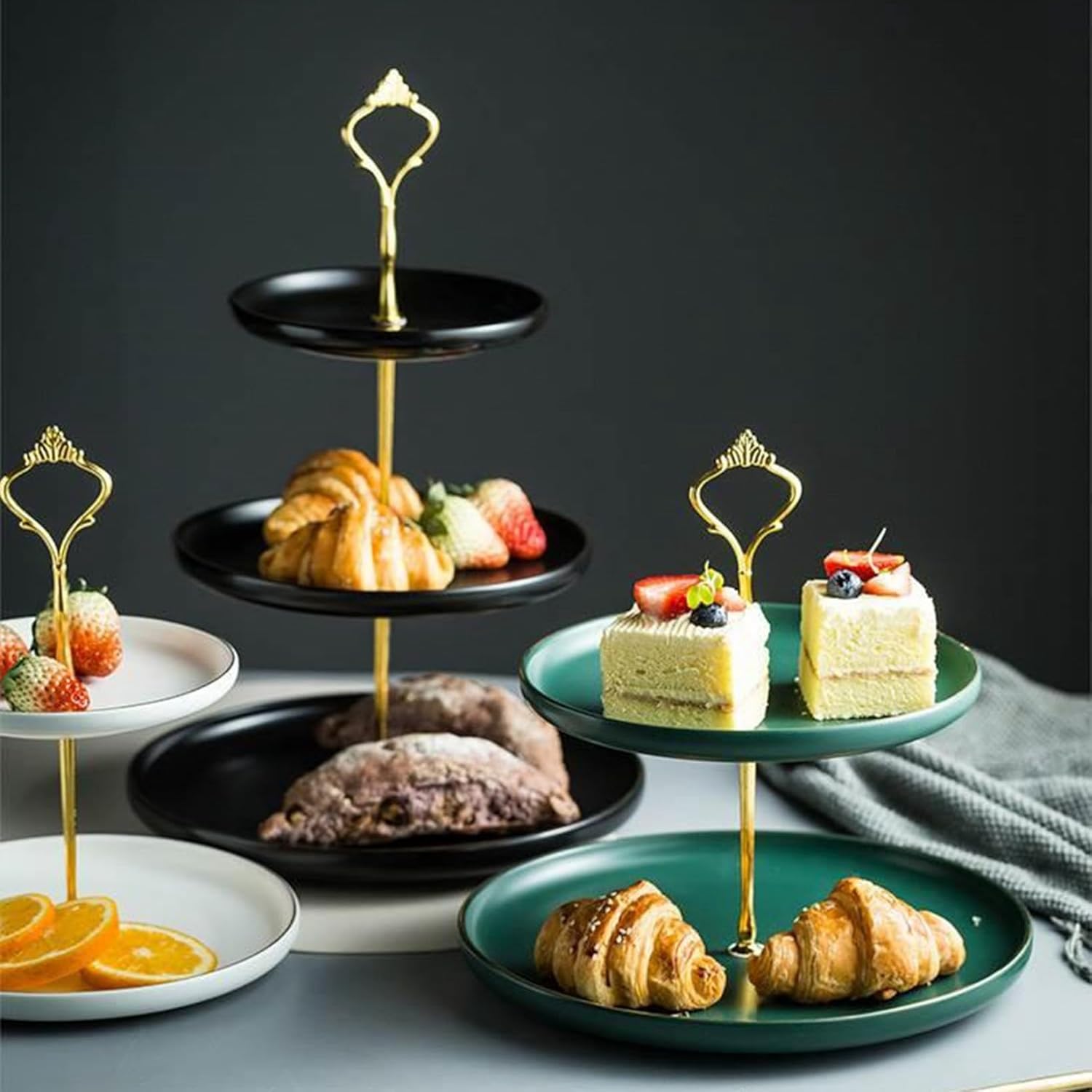 ケーキスタンド 2段 3段 円形 セラミック アフタヌーンティー 収納 お菓子 果物 パーティー ホーム 結婚式 プラッター おしゃれ