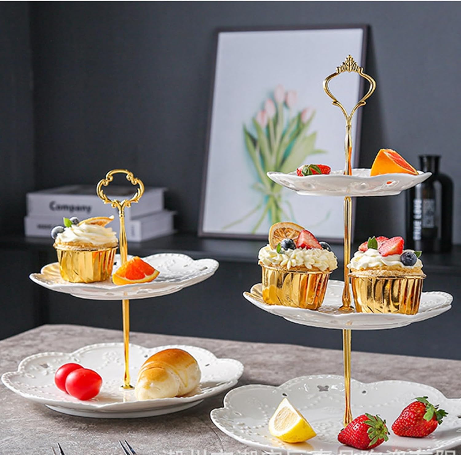 ケーキスタンド 2段 3段 おしゃれ セラミック フルーツプレート アフタヌーンティー パーティー 誕生日 デザートスタンド 飾り付け お菓子