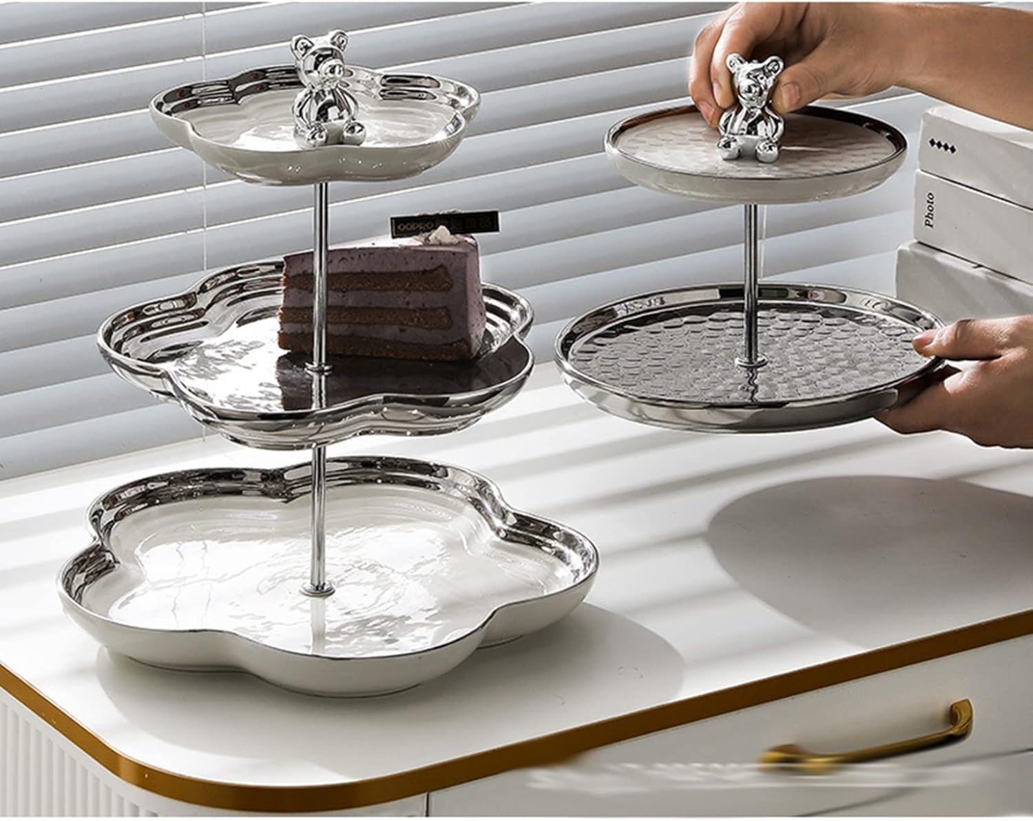 ケーキスタンド デザートスタンド 3層/2層 透明ガラス/セラミック 北欧風 おしゃれ フルーツ お菓子 果物 収納便利 パーティー 結婚式 誕生日 宴会 テーブルコーディネート デコレーション 撮影小物