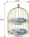 2層 セラミック 鳥籠型 ケーキスタンド アフタヌーンティー ウェディング デコレーション お菓子 写真撮影 プラッター