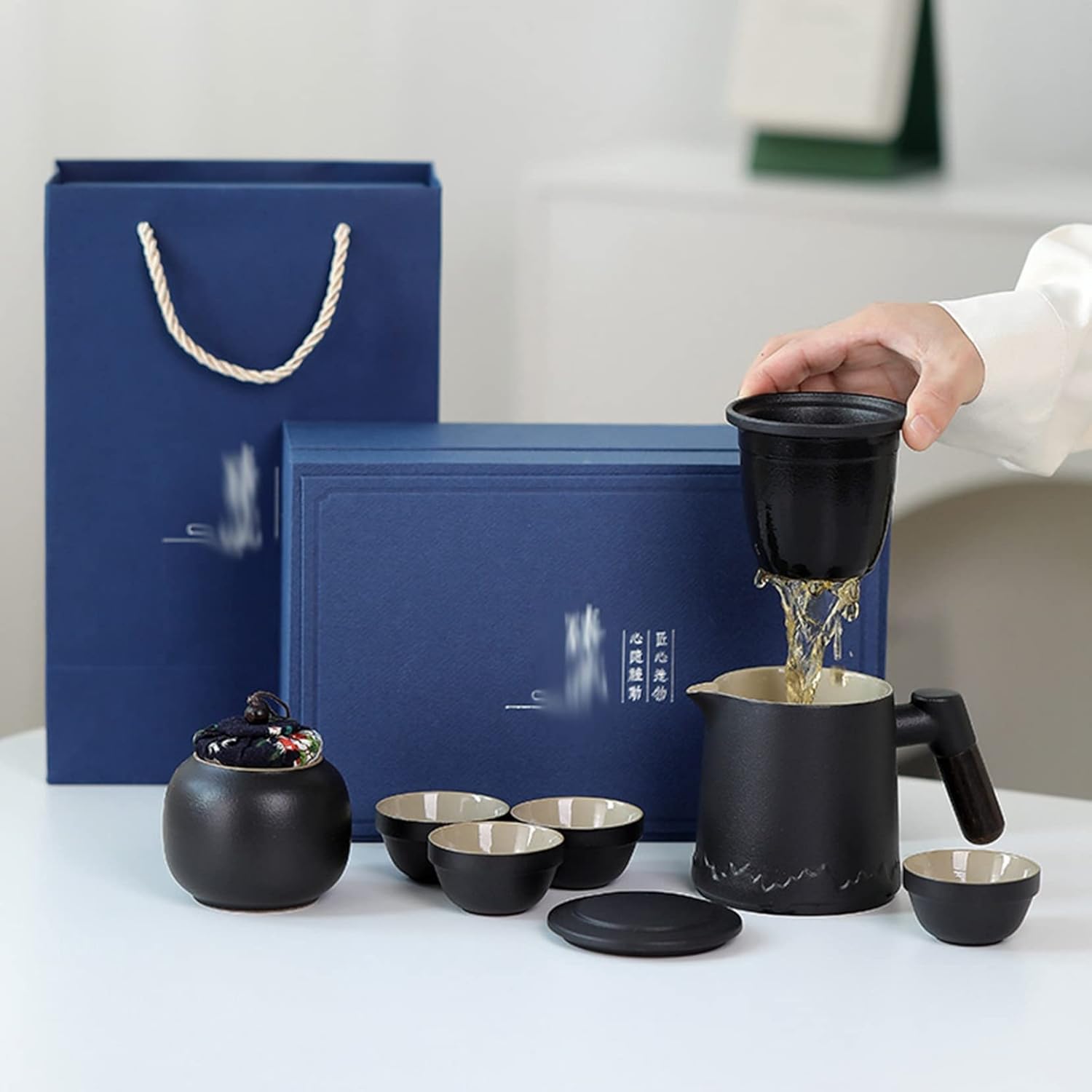 携帯茶器セット 陶器 軽量 ティーポット カップ お茶出し 旅行 アウトドア ギフト 和風 シンプル 手作り 中国茶 台湾茶 紅茶 麦茶