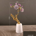 天然石 クリスタル 花 置物 パープル 16*8*37cm 大理石 台座 風水 インテリア 開運 癒しグッズ プレゼント 母の日 結婚記念日 新築祝い 引っ越し...
