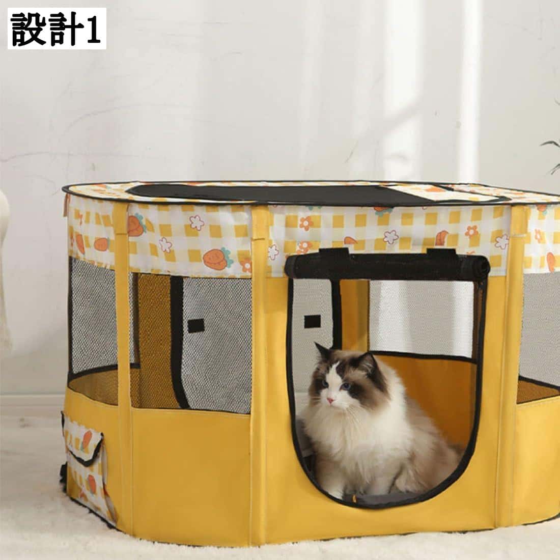 折りたたみ ペットサークル 長方形 70*55*45 犬ケージ 猫サークル メッシュ屋根付き 軽量 防水性 コンパクト アウトドア キャリーバッグ 組み立て不要 ドッグハウス 小型犬 プレイサークル 便利 設計1 キャンプ お出かけ用品 小動物フェンス