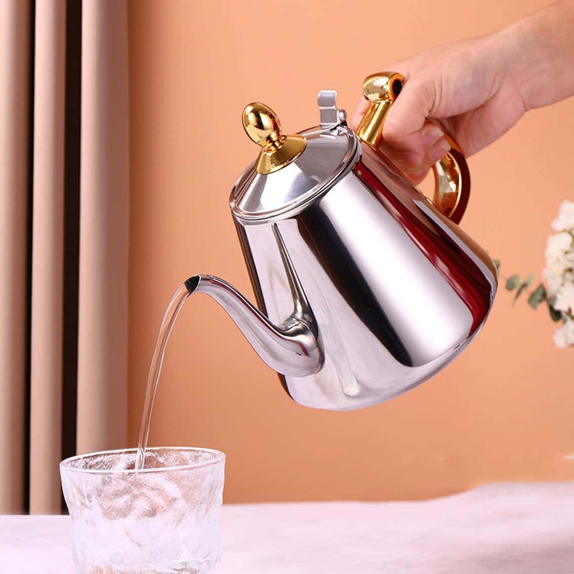 ステンレス ケトル やかん IH対応 オール熱源対応 湯沸かし 茶づくり おしゃれ 軽量 1.2L 大容量 蓋付き キッチン調理器具 早沸き ティーポット