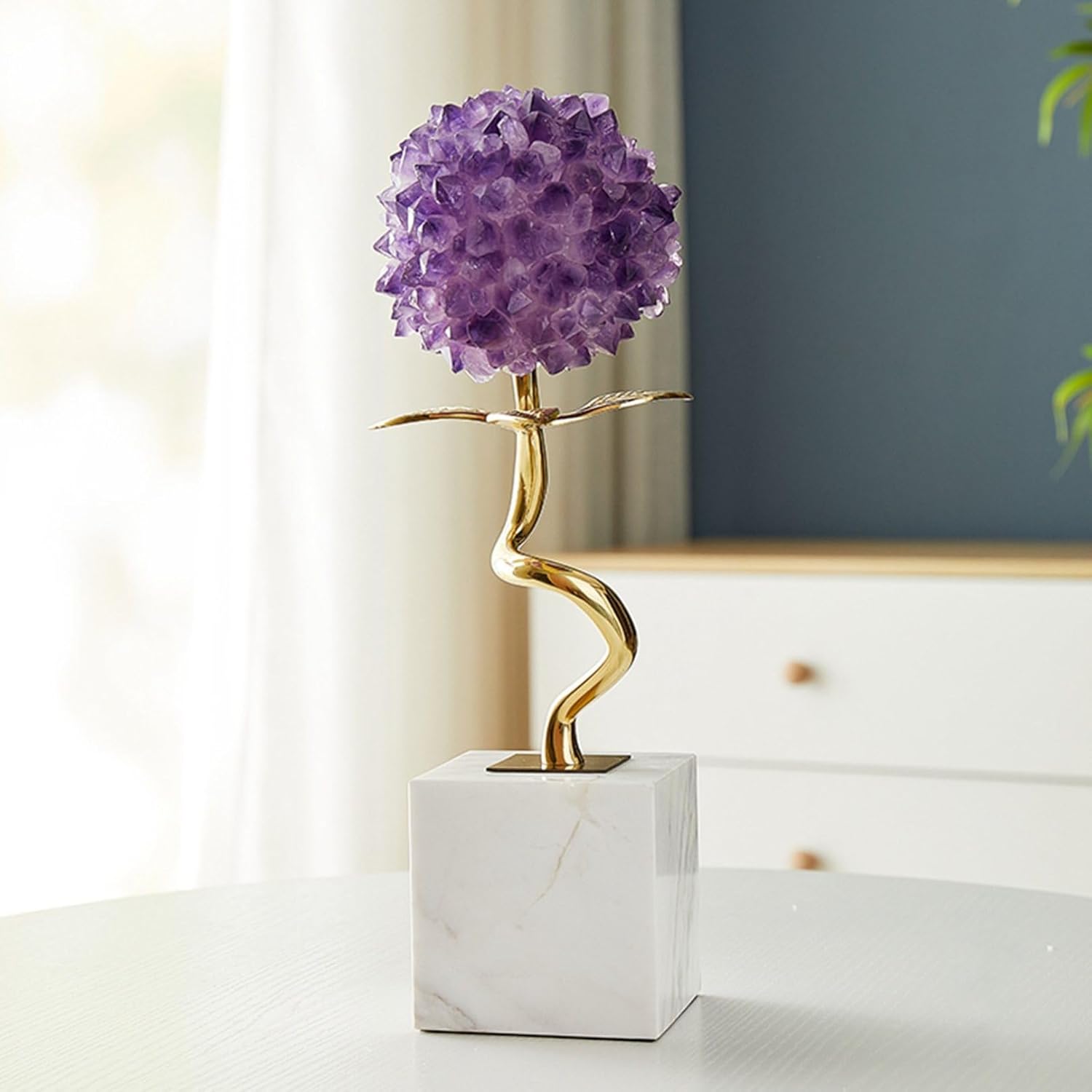 アメシスト 水晶 開運 インテリア 枯れない花 癒しグッズ フラワー プレゼント 高さ30cm パープル 母の日 誕生日 新築祝い 引っ越し オフィス リビング...