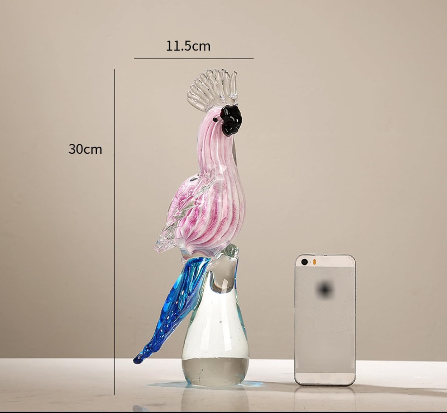 かわいい オウム 置物 ガラス細工 鳥 動物 インテリア おしゃれ プレゼント ギフト 結婚式 母の日 彼女 妻 女性 ピンク+台座