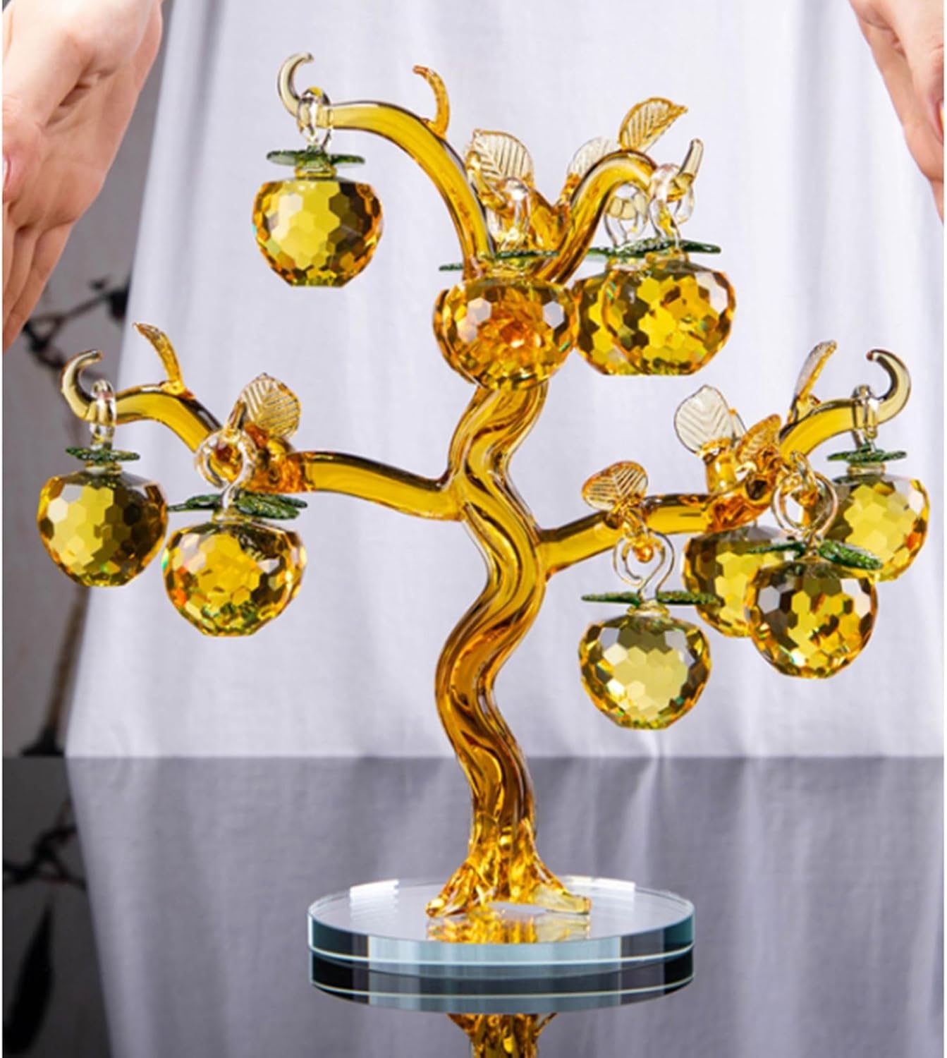 Rakuten - 風水 開運 幸運 アップル ツリー 置物 ガラス クリスタル りんご 林檎 癒しグッズ 装飾品 美しい リビングルーム プレゼント ギフト 新築祝い 引っ越し