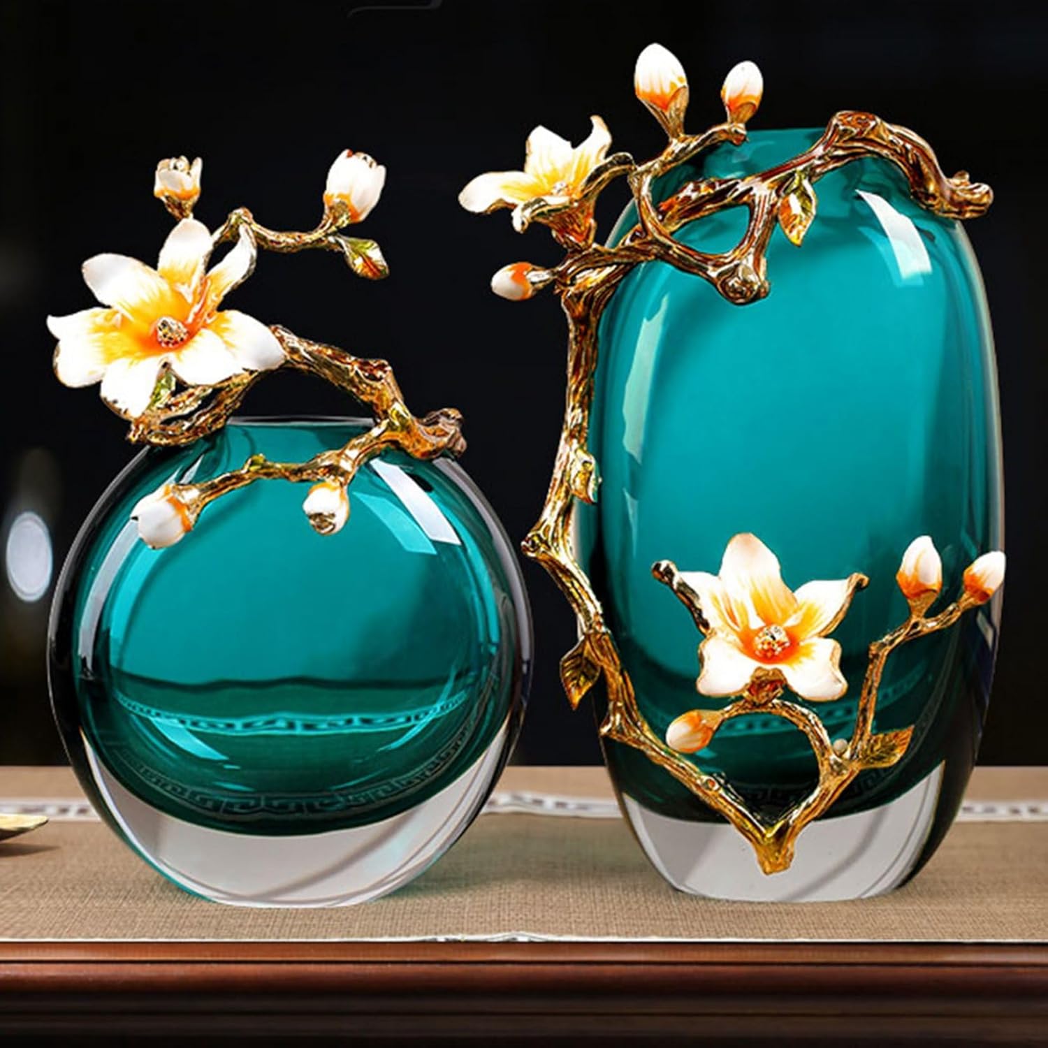 開運 金運アップ 財運 招財 置物 ガラス クリスタル 花瓶 インテリア 装飾品 リビングルーム オフィス 植物 グリーン ギフト 贈り物 母の日 新築祝い 引...