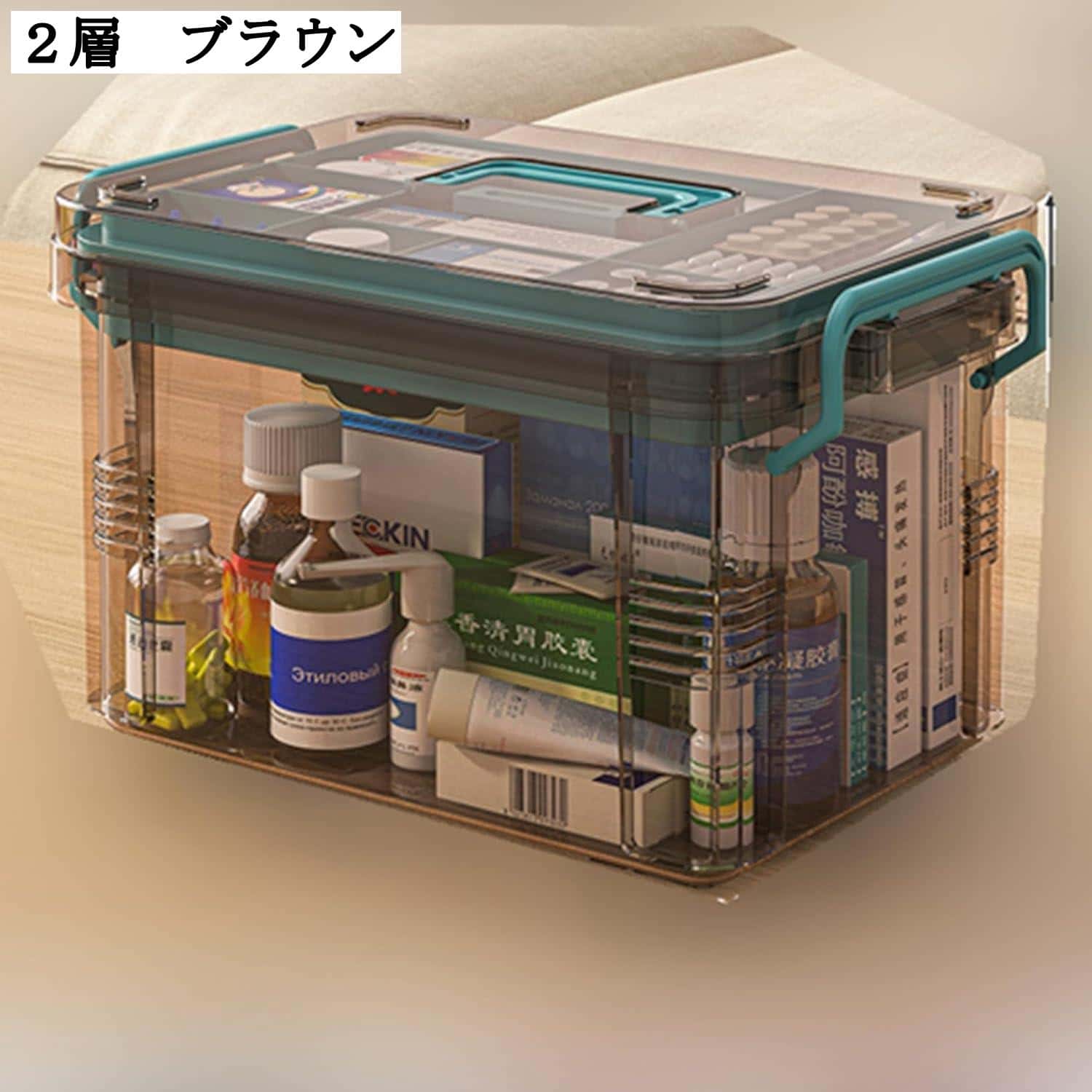 Amazon.co.jp: 薬収納ボックス - 3層 薬箱ケース 防塵 薬箱