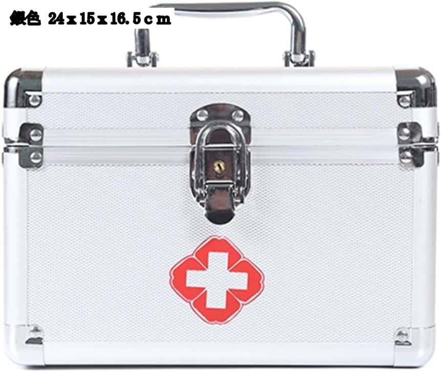 救急箱 アルミ合金製 薬ボックス 持ち運び 取っ手付き ピル入れ 錠剤ケース くすり整理 収納ボックス 小物ケース 多機能 防災 子供 高齢者 家庭用 耐久性 耐光