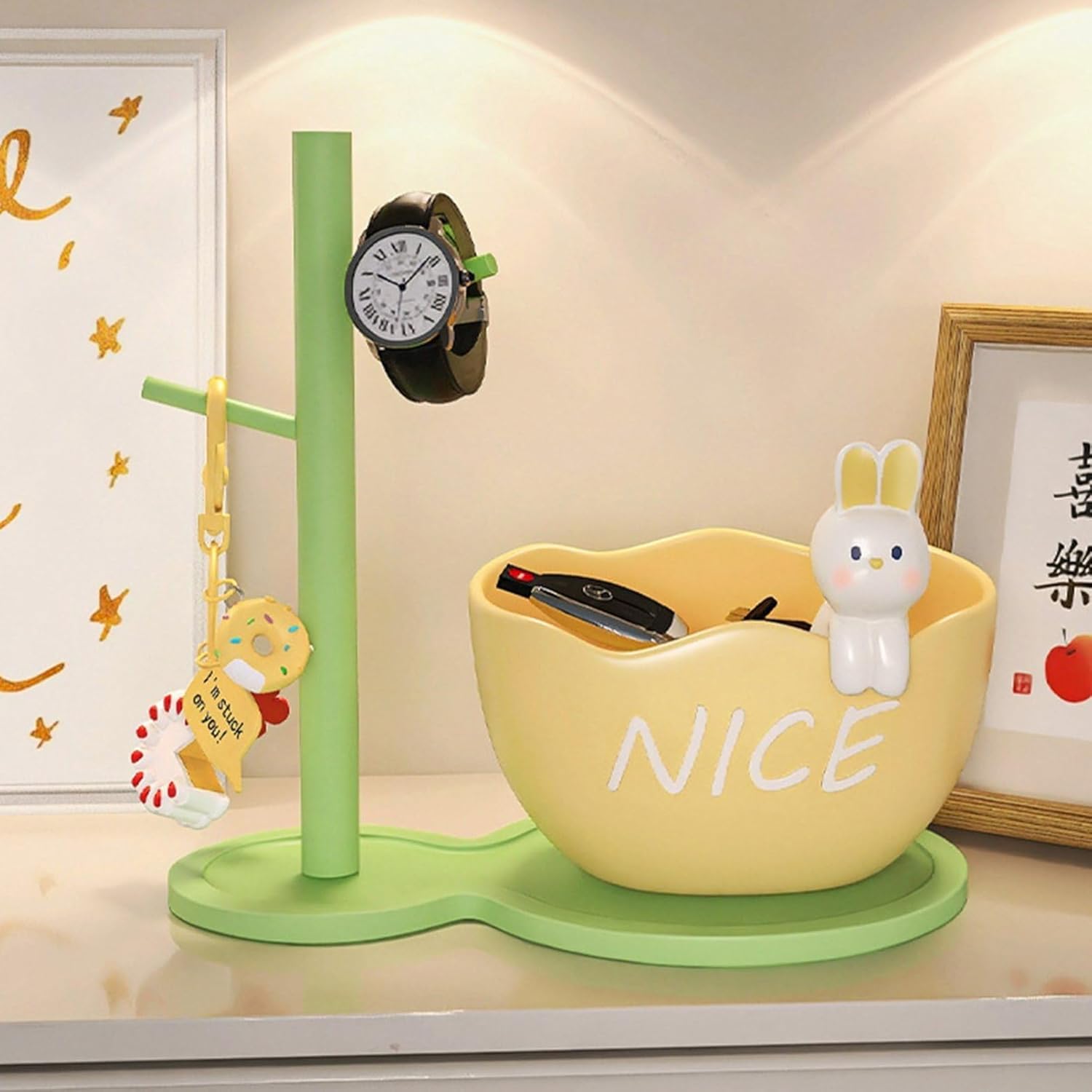 かわいいウサギの置物 小物収納 玄関収納 キー収納 腕時計収納 多機能 おしゃれ インテリア 雑貨 プレ..