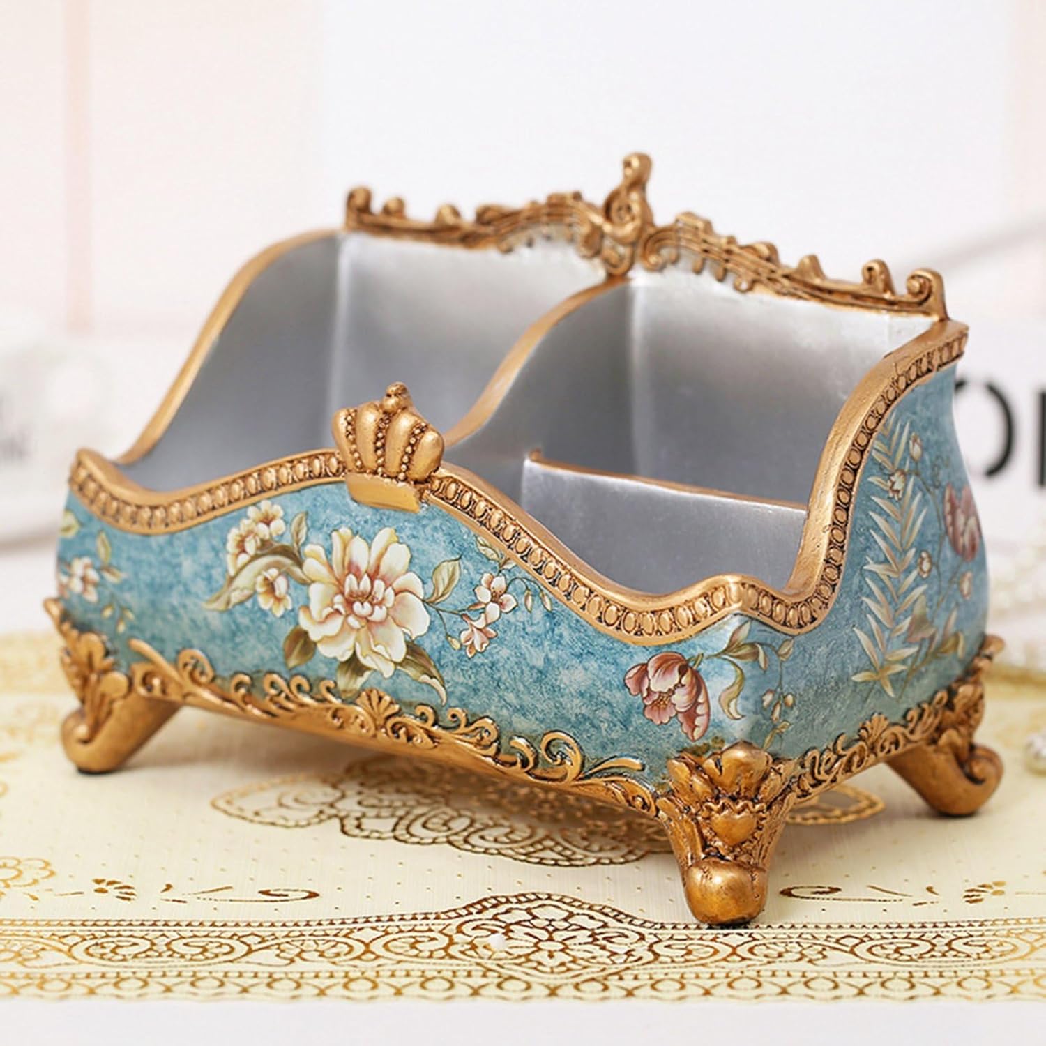 リモコン収納 多機能 小物入れ 卓上収納ケース 北欧 おしゃれ 収納ボックス 鍵収納 腕時計置き インテリア 母の日 プレゼント 結婚祝い ブルー 23*13....