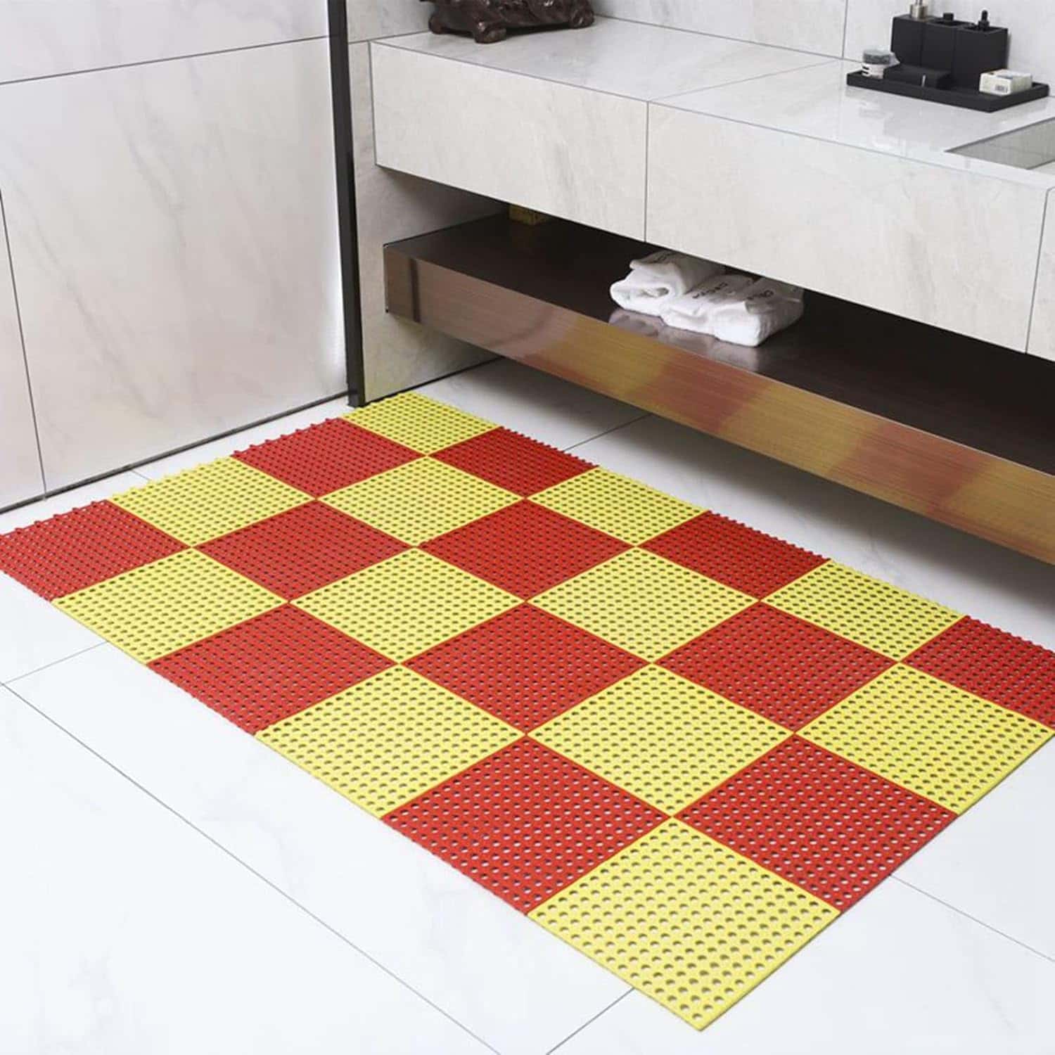 ジョイントマット バスマット 30cm*30cm 滑り止めマット 排水穴付き DIY 浴槽 シャワーマット バス プ..