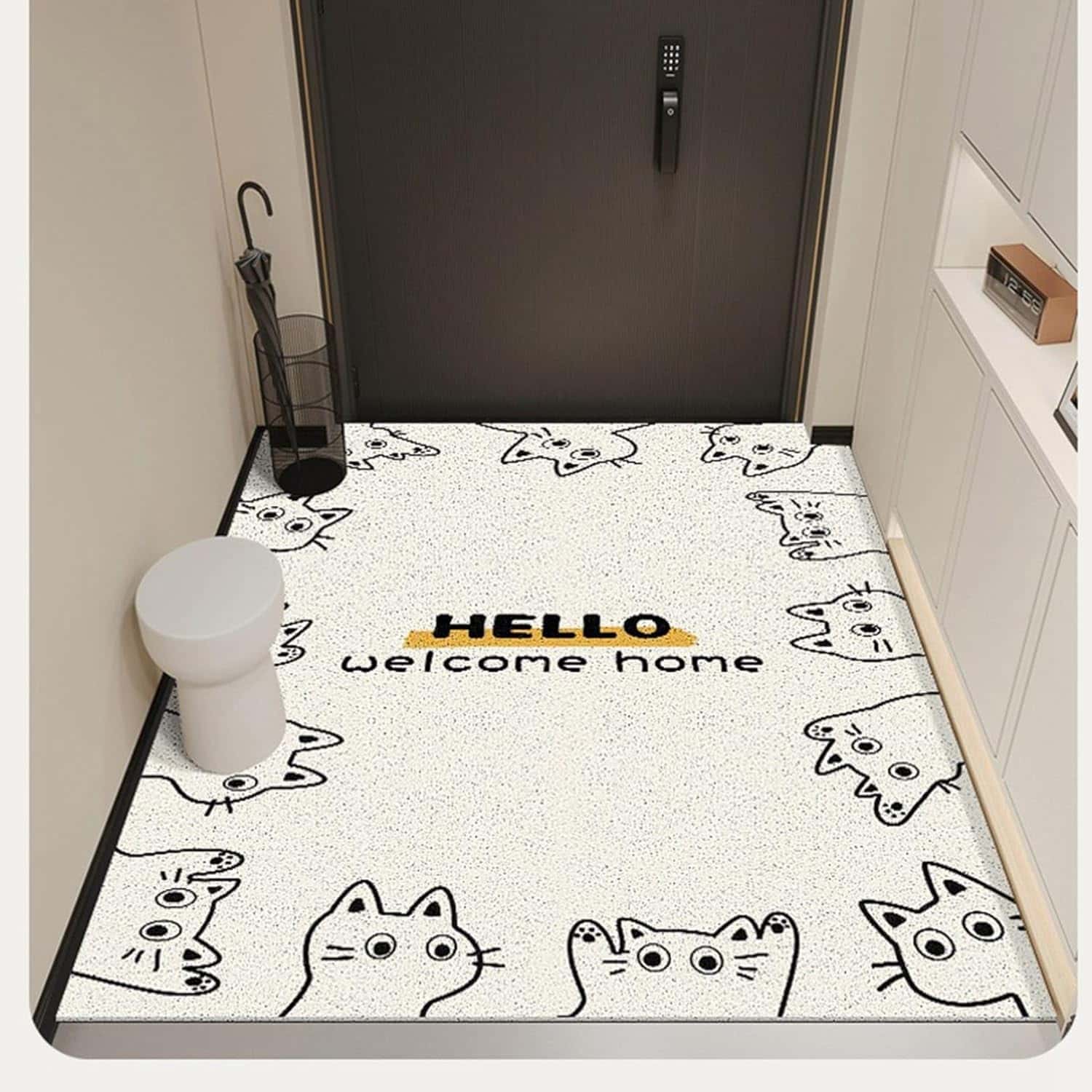Rakuten - PVC製 ドアマット 玄関マット 猫柄 かわいい 泥落とし 速乾 水洗い可 滑り止め 耐磨耗性 屋内 室内 洗面所 寝室 店舗 45*75cm 60*90cm 60*120cm 80*120cm 100*120cm 100*150cm