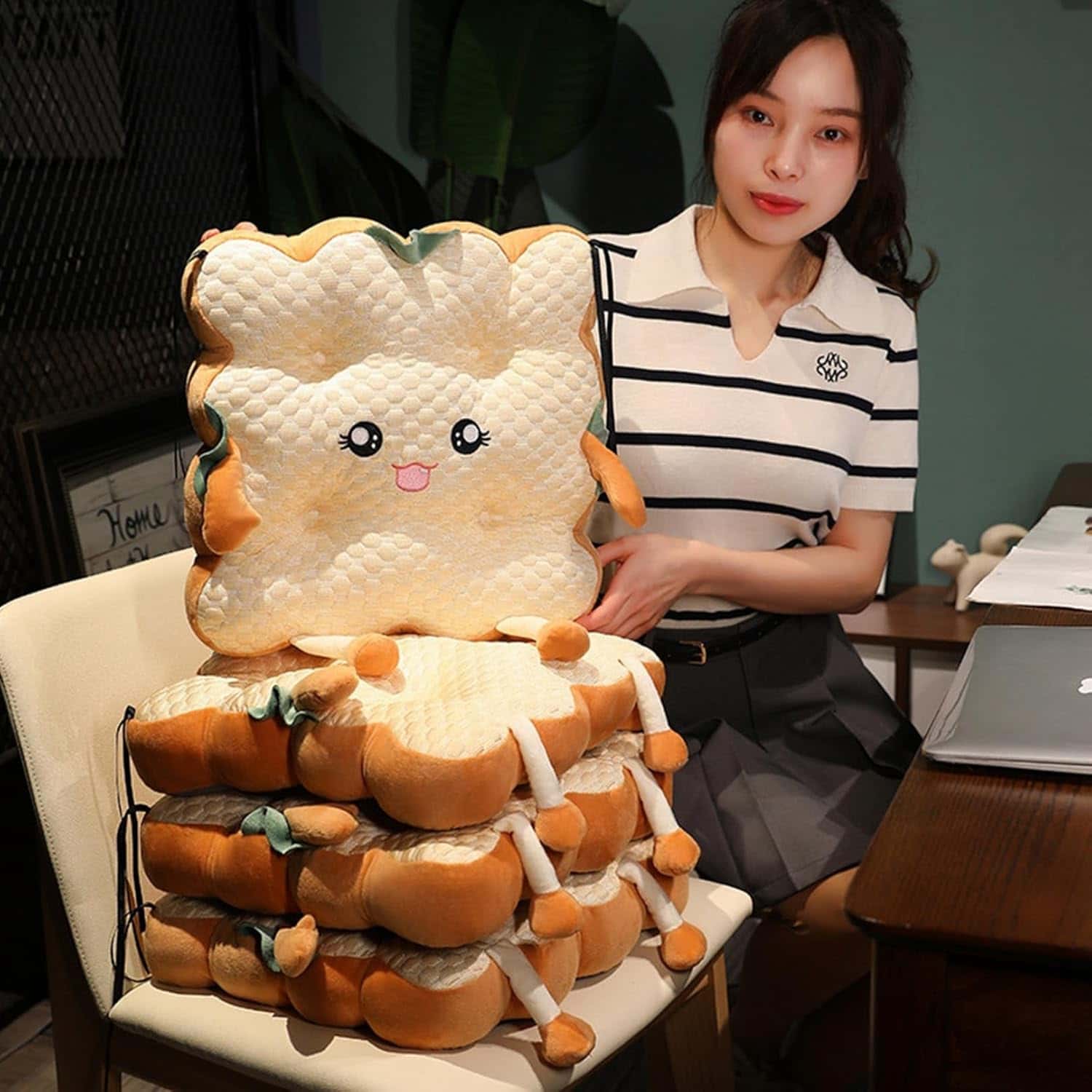 冷却マット 夏用 両面使用可能 高弾力性 柔らかい 滑り止め パン柄 可愛い 椅子 背当て 暑さ対策 ひん..