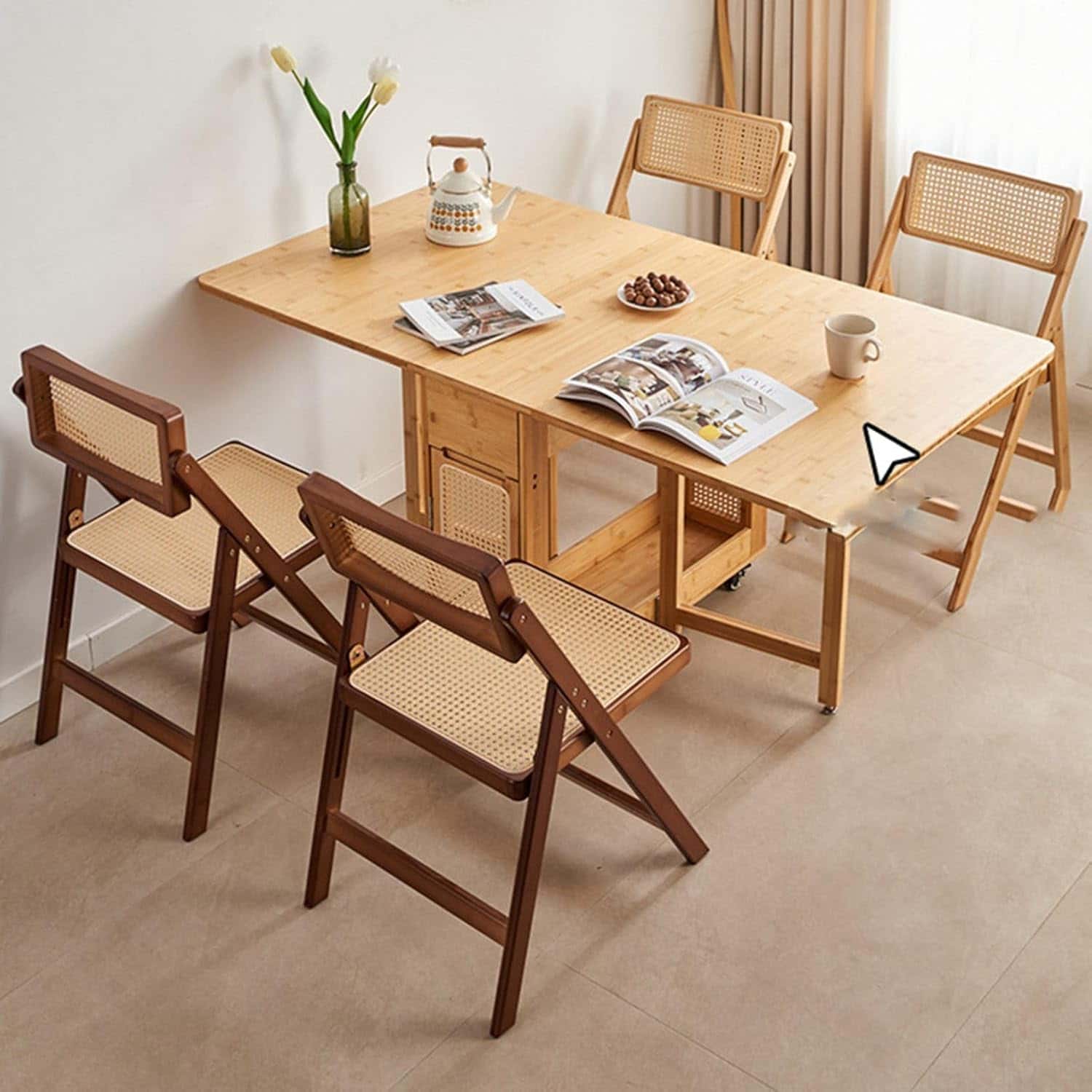 折りたたみチェア リビングチェア ラタン椅子 竹製 室内 家庭用 食卓椅子 アウトドア 組立不要 おしゃれ 省スペース 来客用 在宅勤務 デスクチェア