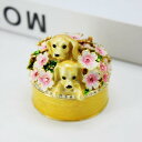 小犬 ジュエリーボックス クリスタル合金製 動物 トリンケットボックス ヒンジ付き 宝石箱 丸型 指輪入れ 小物入れ かわいい インテリア 収納 結婚式 プレゼ...