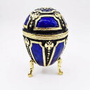 卵型ジュエリーボックス 合金製 クリスタルトリンケットボックス ヒンジ付き アクセサリーボックス 小物入れ お誕生日や結婚式のプレゼント ギフト用