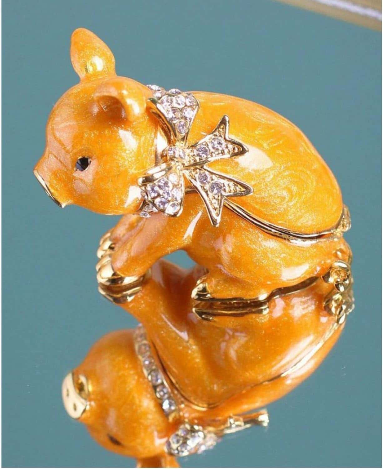 Rakuten - 子豚 ジュエリーボックス クリスタル合金製 動物 トリンケットボックス 小物入れ 置物 インテリア アクセサリーボックス 指輪入れ オーナメント おしゃれ プレゼント ギフト