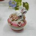 ウサギ 桜花 合金製 エナメル リングケース かわいい クリスタル トリンケットボックス 癒しグッズ 置物 インテリア おしゃれ 結婚式 記念日 誕生日プレゼント ギフト