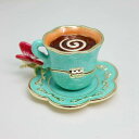 エナメル コーヒーカップ トリンケットボックス ジュエリー入れ 小物入れ リング ネックレス アクセサリー 宝石箱 装飾品 ホーロー ケース 収納箱 結婚式 イ...