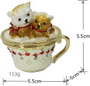 かわいい犬デザイン コーヒーカップ 合金製 ジュエリー収納 トリンケットボックス 動物彫像 アクセサリーボックス 女性用 ギフト 誕生日プレゼント 母の日装飾 ...