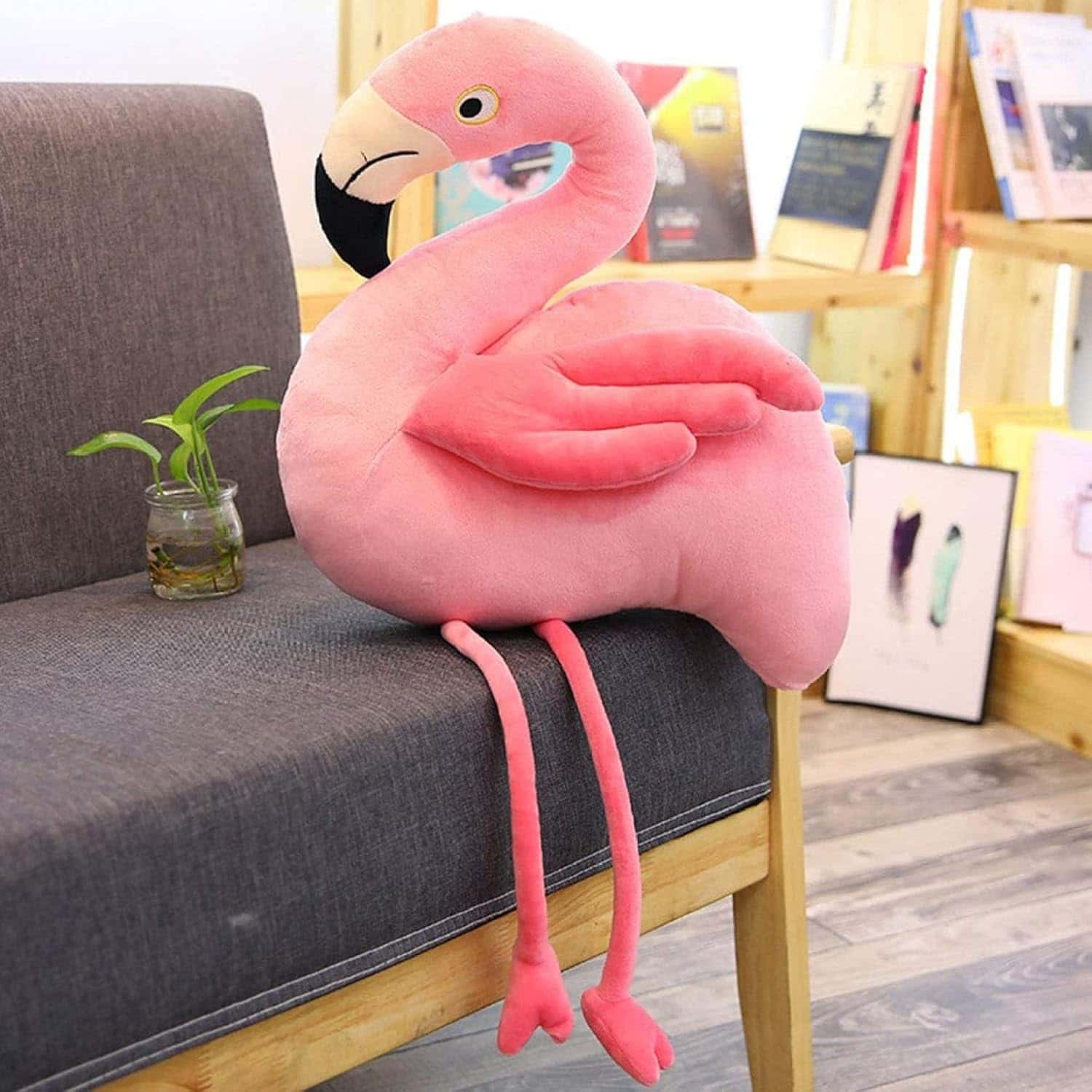 Rakuten - ふわふわフラミンゴぬいぐるみ枕 かわいい動物置物 誕生日ギフト 子供・ベイビー向け 女の子へのプレゼント