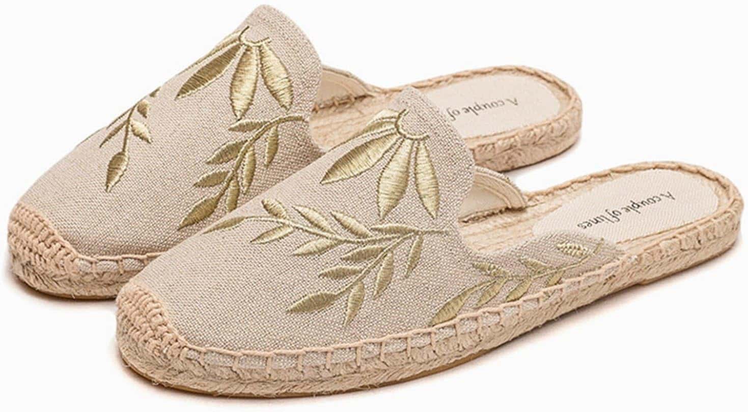 レディーススリッパ ミュール ジュート底 エスパドリーユ キャンバス シューズ カジュアル スリッポン ..