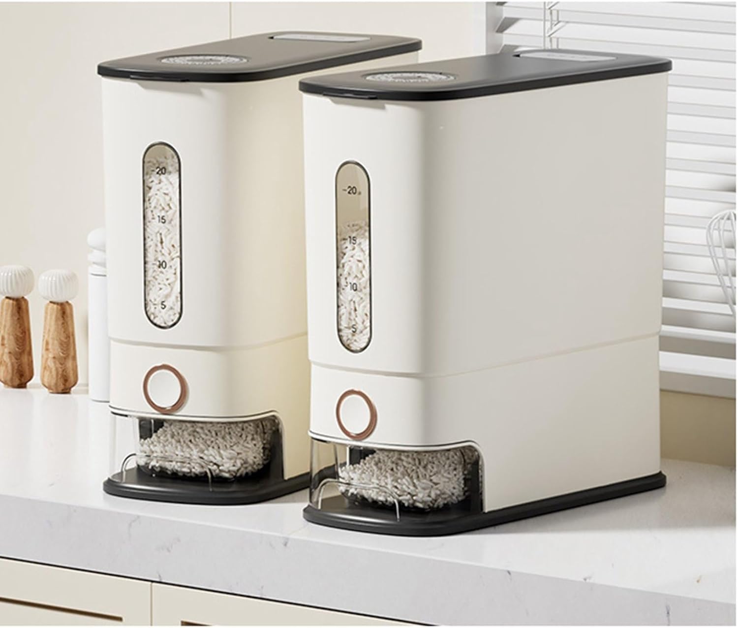 隙間収納 コンパクト 米びつ 12kg 密閉容器 ライスボックス 横置き可 透明可視化窓 プッシュ式 ボタン..